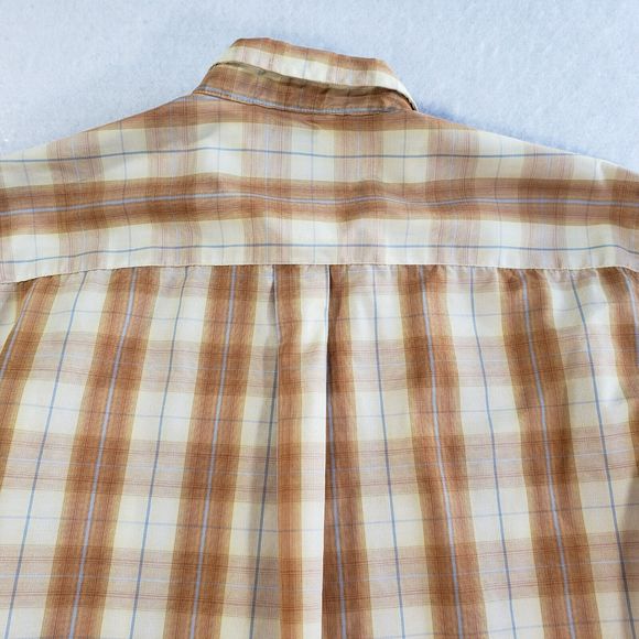 MAXINI SPORT Shirt Plaid Mens Medium Lightweight Brown Western Button Down - Picture 3 of 12